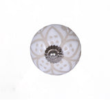 Set Of Twelve Vintage Beige And White Floral Ceramic Knobs - Homeroots