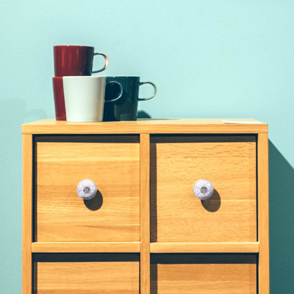 Set Of Twelve Vintage Beige And White Floral Ceramic Knobs - Homeroots - Flyclothing LLC
