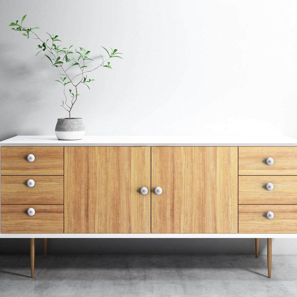 Set Of Twelve Vintage Beige And White Floral Ceramic Knobs - Homeroots - Flyclothing LLC