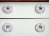 Set Of Twelve Vintage Beige And White Floral Ceramic Knobs - Homeroots