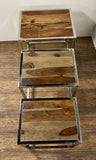Set of Three 21" Silver And Brown Solid Wood Nested Tables - Homeroots