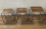 Set of Three 21" Silver And Brown Solid Wood Nested Tables - Homeroots - Flyclothing LLC