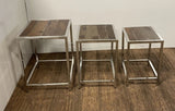 Set of Three 21" Silver And Brown Solid Wood Nested Tables - Homeroots - Flyclothing LLC