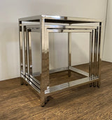 Set of Three 21" Silver And Brown Solid Wood Nested Tables - Homeroots - Flyclothing LLC