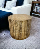 20" Beige Solid Wood Round End Table - Homeroots