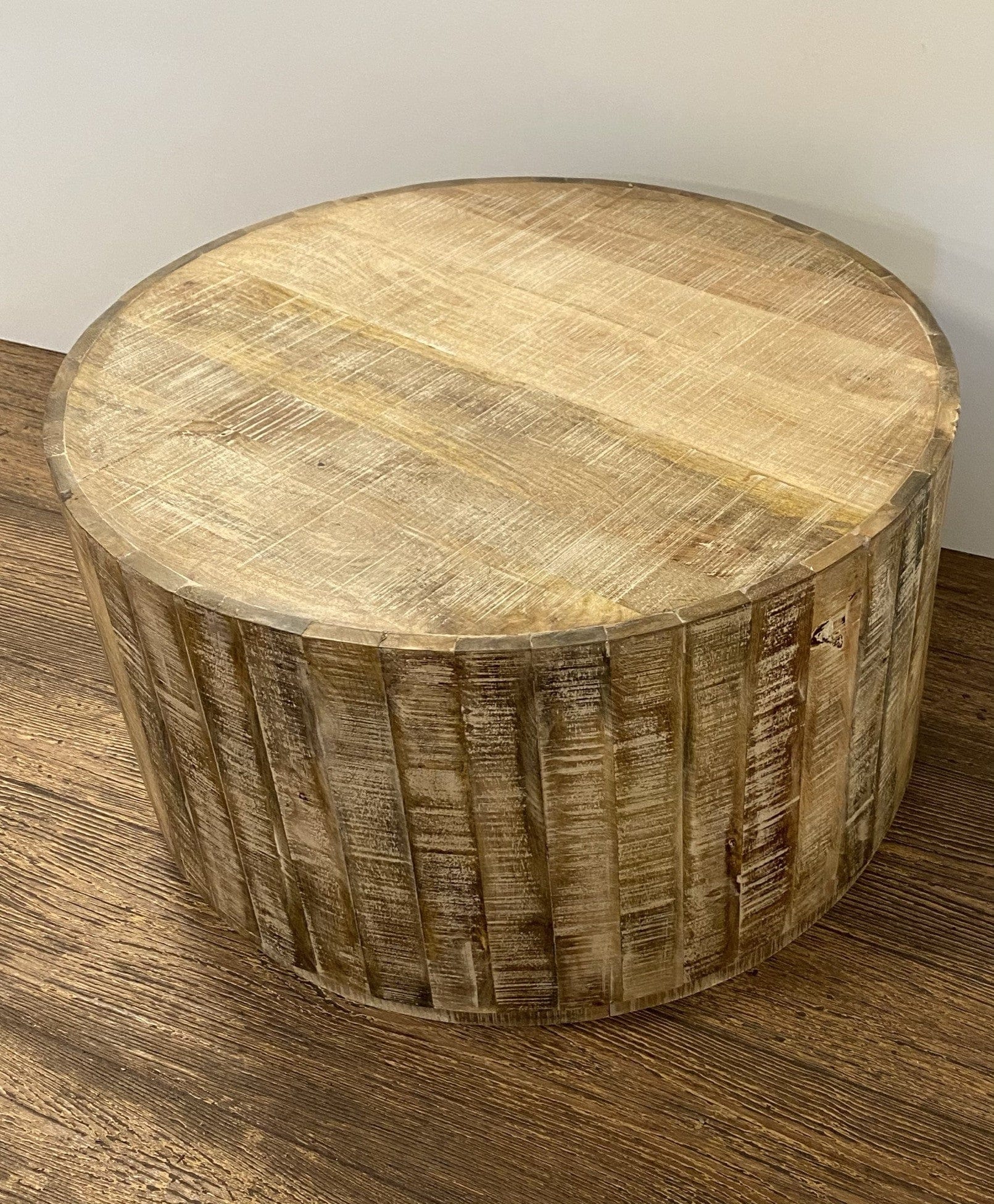 32" Brown Solid Wood Round Coffee Table - Homeroots