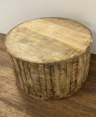 32" Brown Solid Wood Round Coffee Table - Homeroots