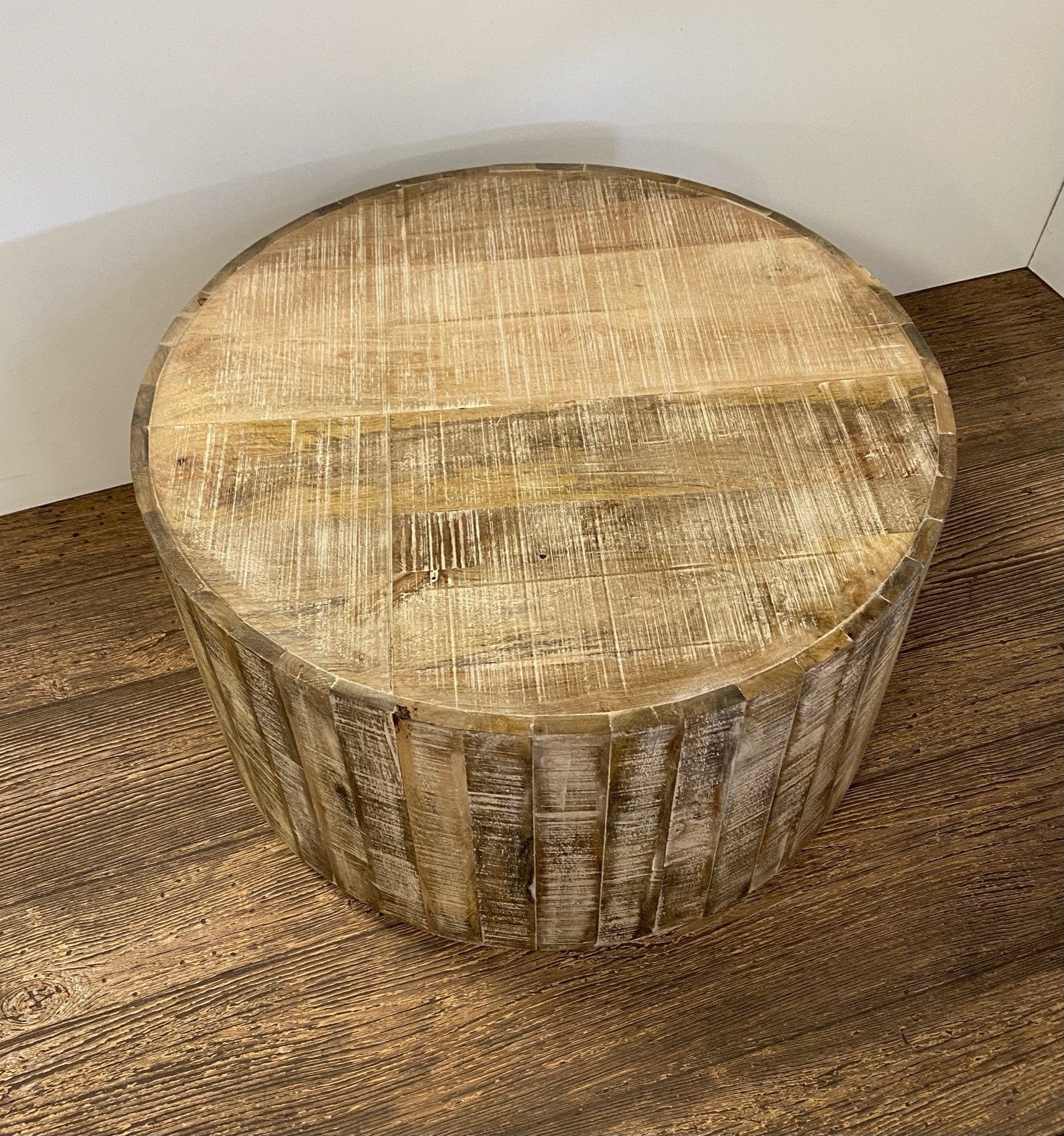 32" Brown Solid Wood Round Coffee Table - Homeroots