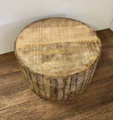 32" Brown Solid Wood Round Coffee Table - Homeroots