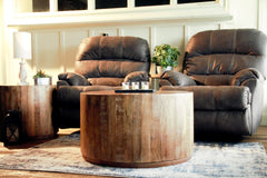32" Brown Solid Wood Round Coffee Table - Homeroots