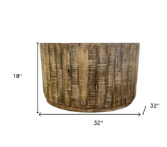 32" Brown Solid Wood Round Coffee Table - Homeroots