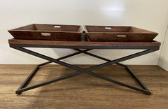 27" Brown And Black Solid Wood Coffee Table - Homeroots