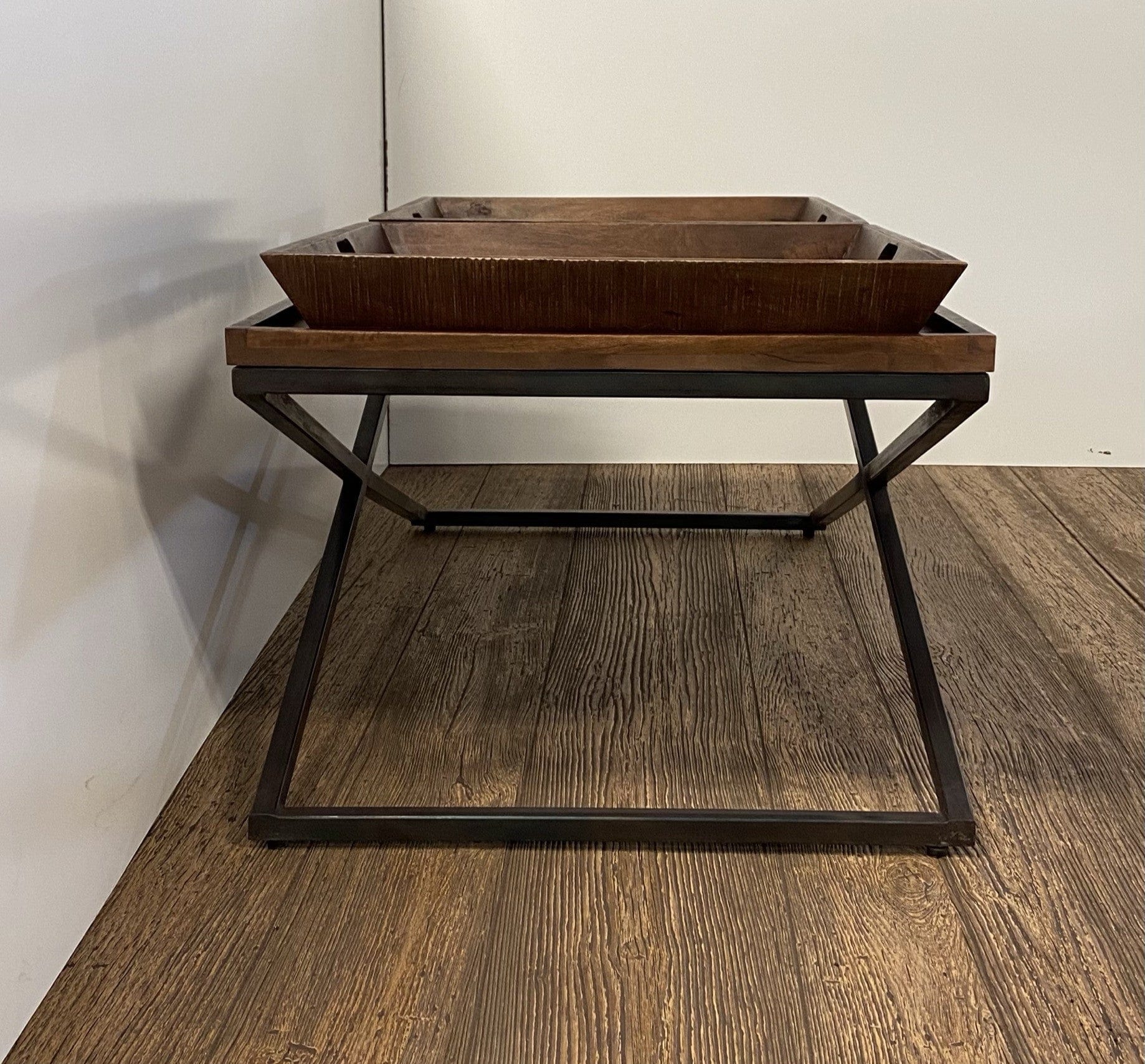 27" Brown And Black Solid Wood Coffee Table - Homeroots
