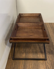 27" Brown And Black Solid Wood Coffee Table - Homeroots