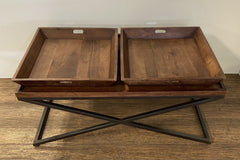 27" Brown And Black Solid Wood Coffee Table - Homeroots