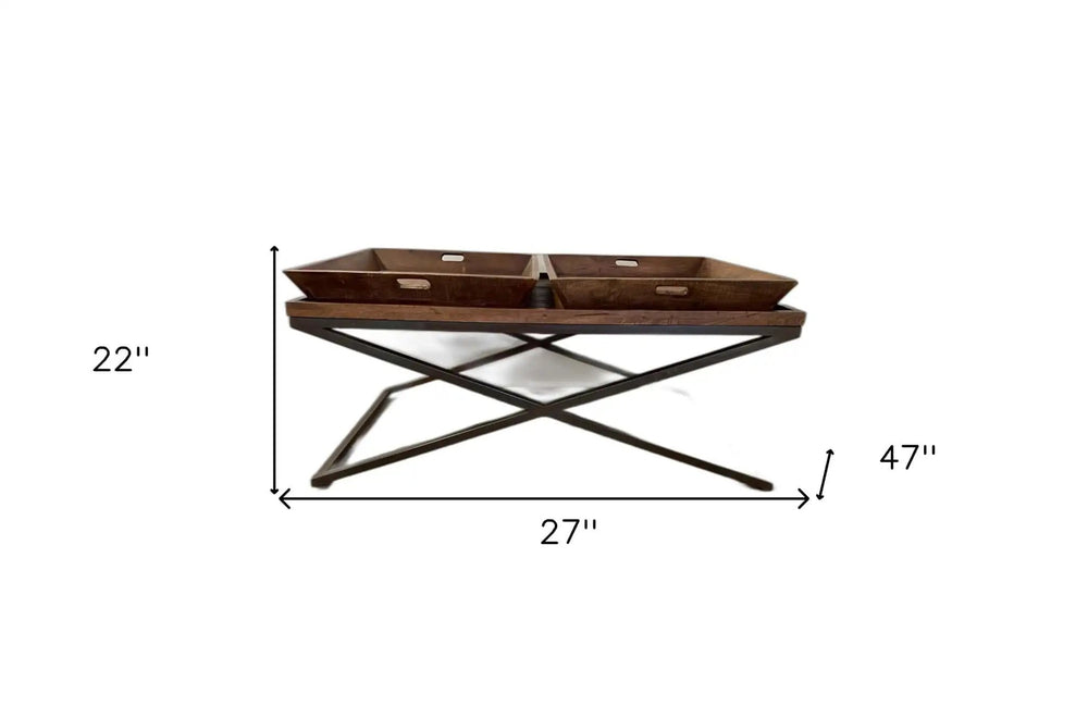 27" Brown And Black Solid Wood Coffee Table - Homeroots - Flyclothing LLC
