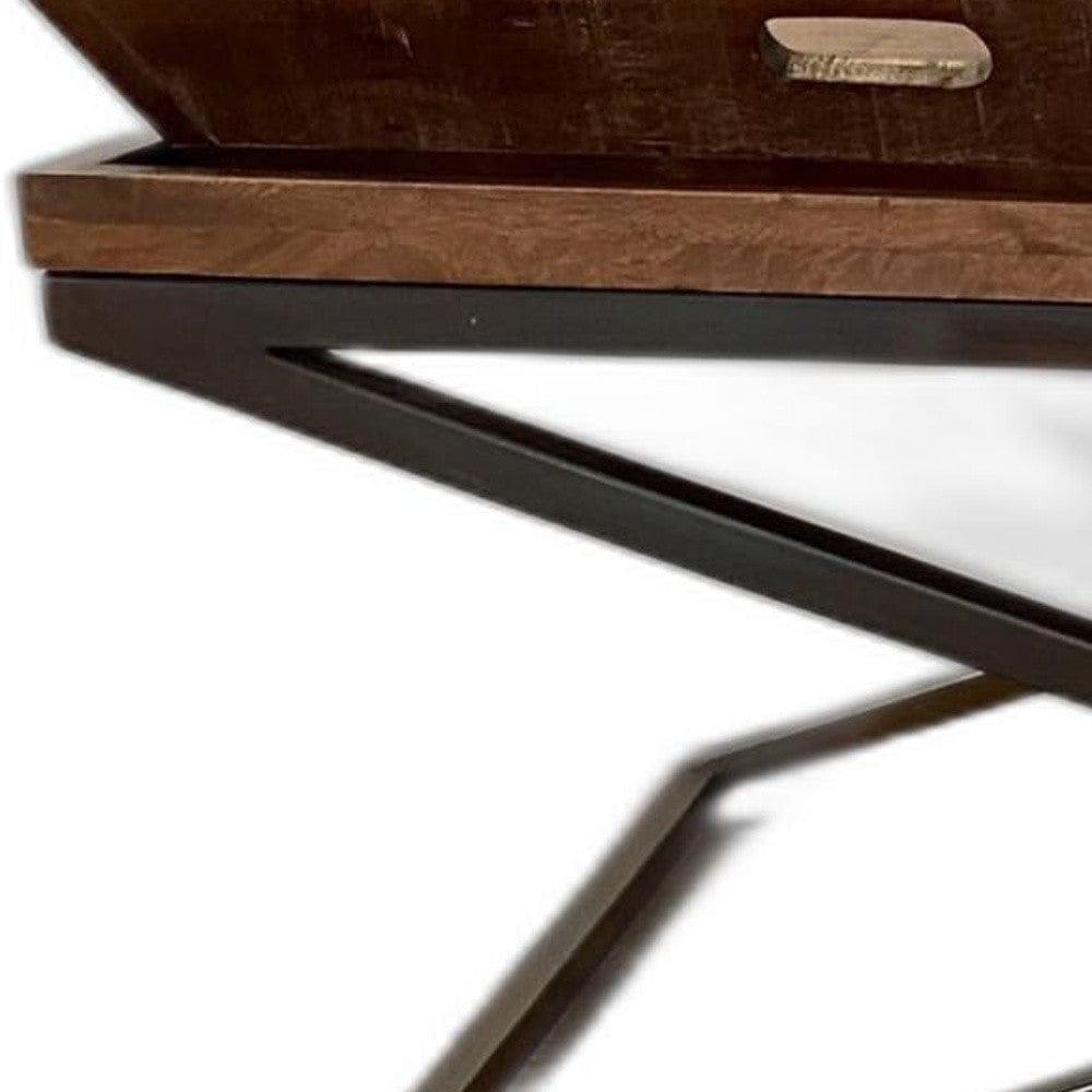 27" Brown And Black Solid Wood Coffee Table - Homeroots - Flyclothing LLC