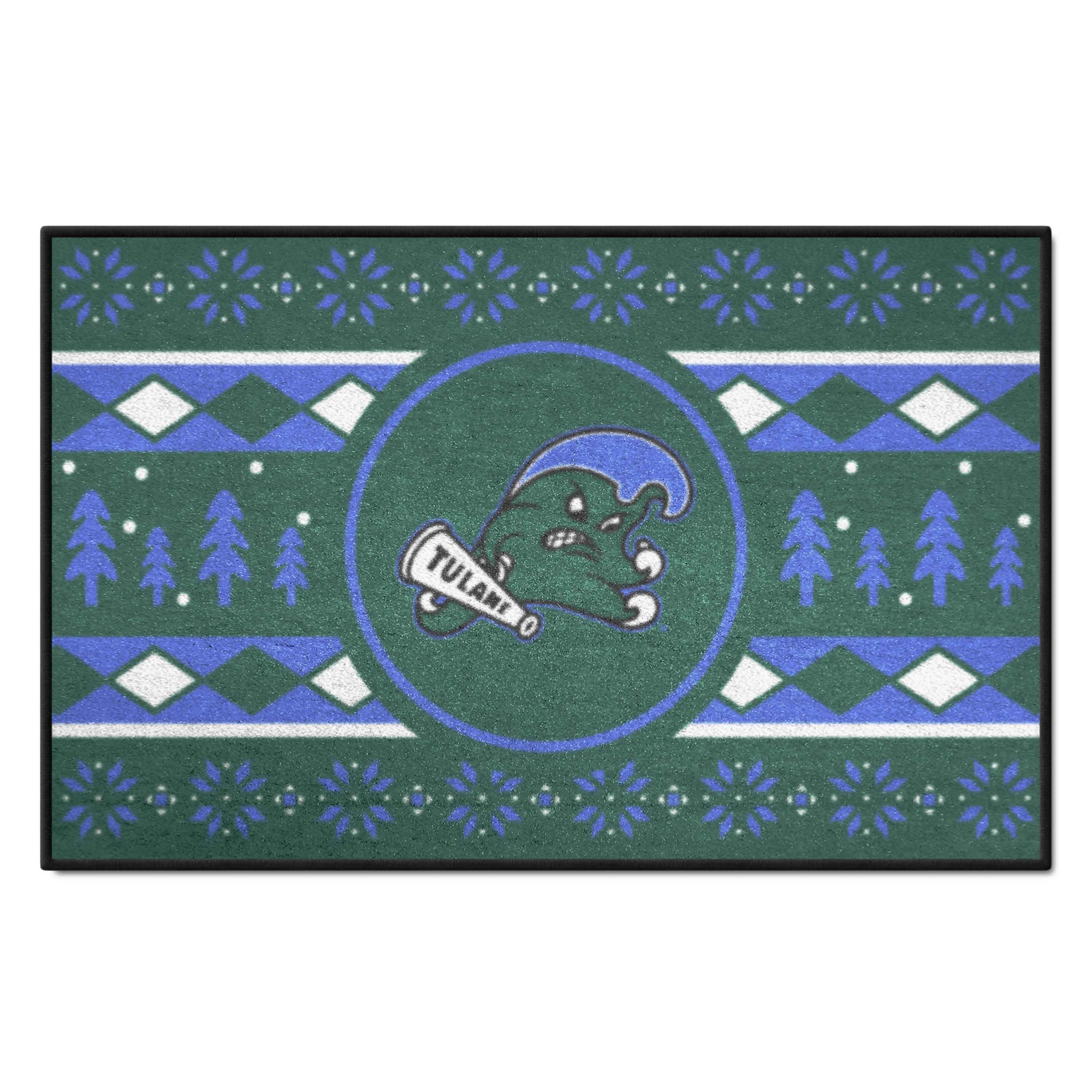 Tulane Green Wave Holiday Sweater Starter Mat Accent Rug - 19in. x 30in. - Tulane