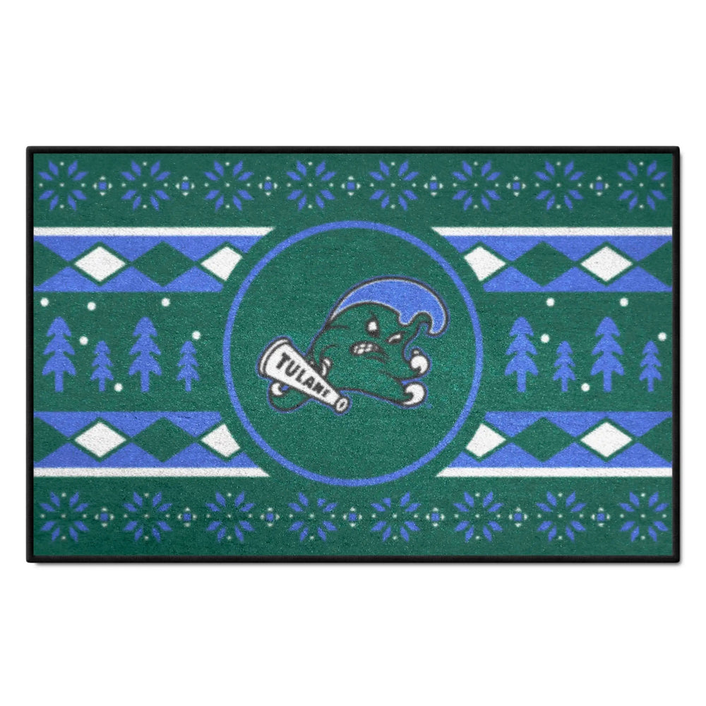 Tulane Green Wave Holiday Sweater Starter Mat Accent Rug - 19in. x 30in. - Tulane