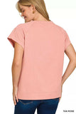 Zenana Textured Knit Jacquard Short Sleeve Top - Trendsi - Flyclothing LLC
