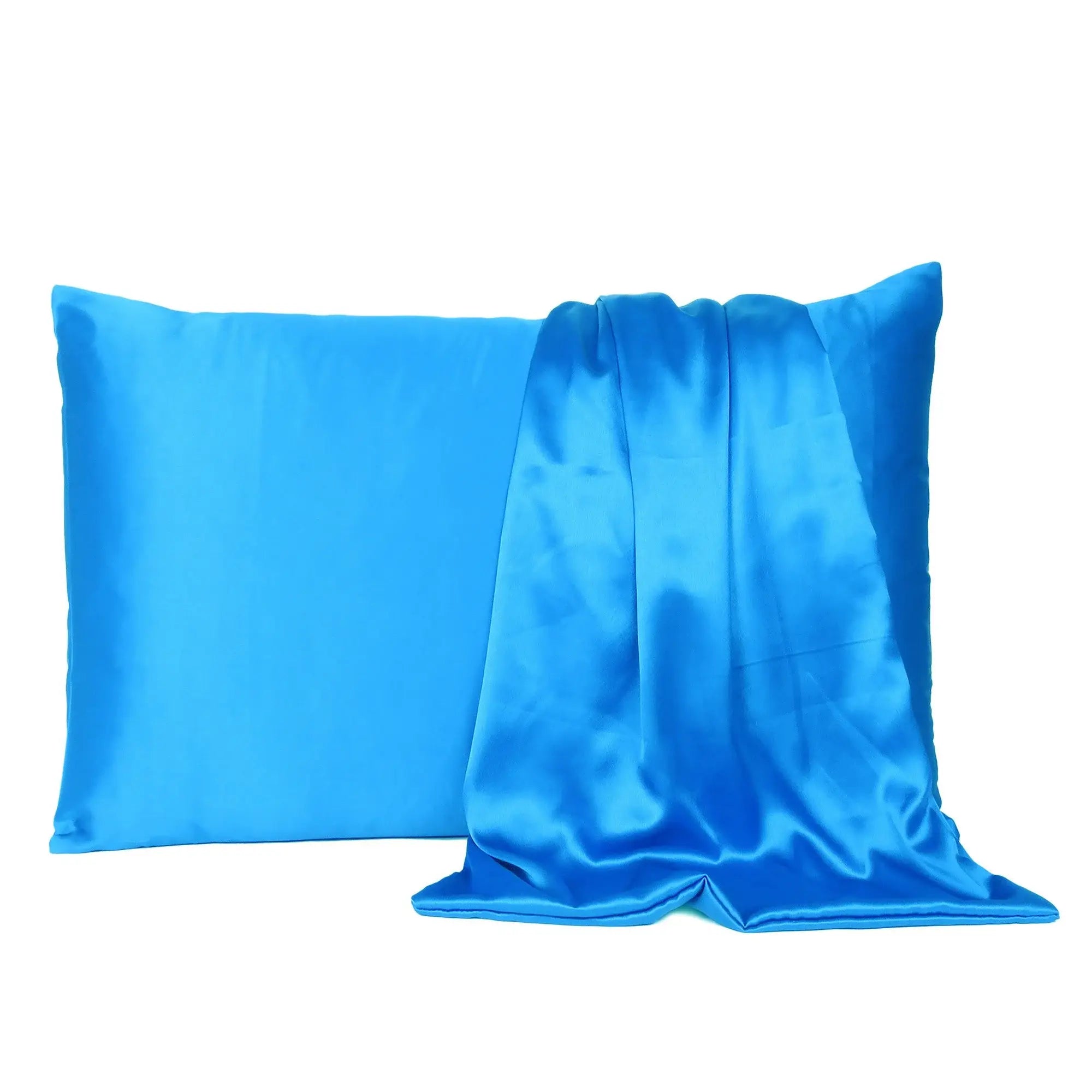 Blue Dreamy Set Of 2 Silky Satin King Pillowcases - Homeroots - Flyclothing LLC