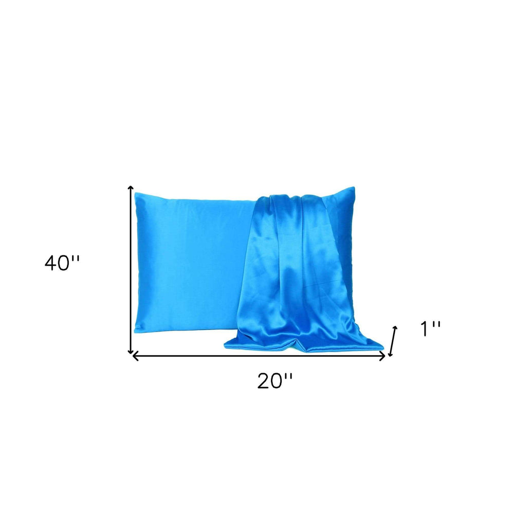 Blue Dreamy Set Of 2 Silky Satin King Pillowcases - Homeroots - Flyclothing LLC