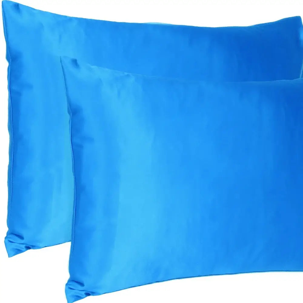 Blue Dreamy Set Of 2 Silky Satin King Pillowcases - Homeroots - Flyclothing LLC