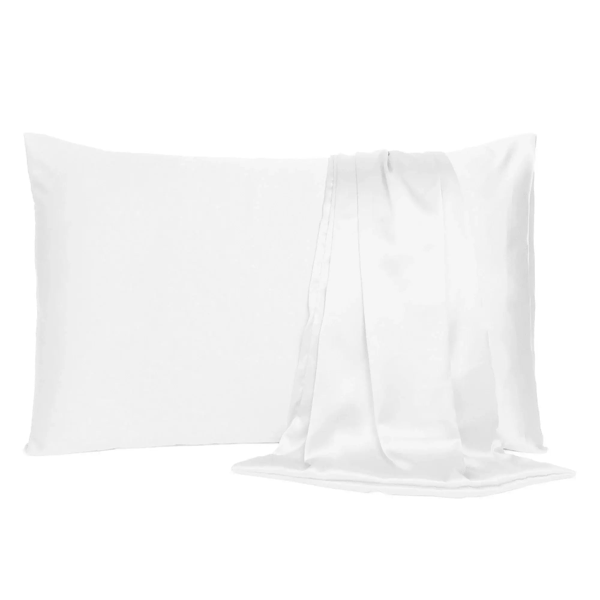 White Dreamy Set Of 2 Silky Satin King Pillowcases - Homeroots - Flyclothing LLC
