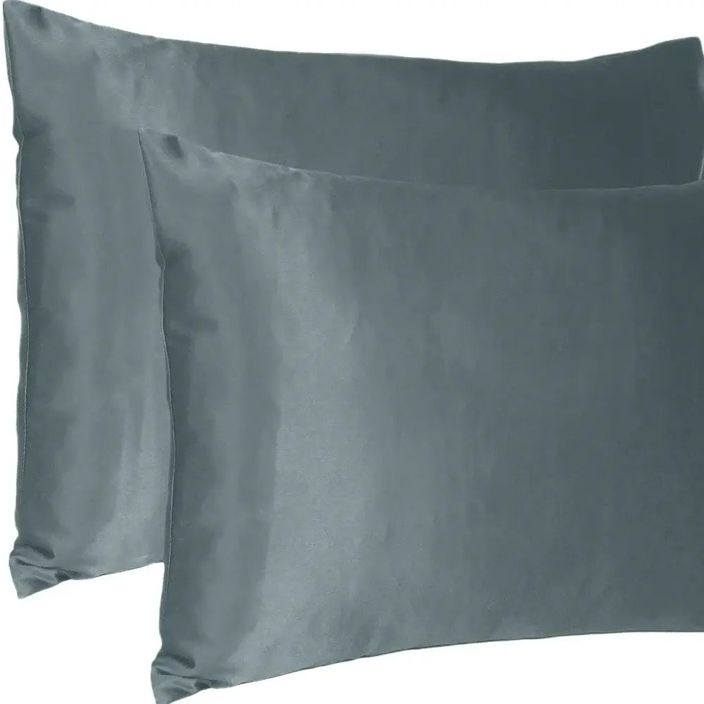 Gray Dreamy Set Of 2 Silky Satin King Pillowcases - Homeroots - Flyclothing LLC