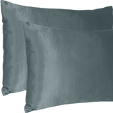 Gray Dreamy Set Of 2 Silky Satin King Pillowcases - Homeroots - Flyclothing LLC
