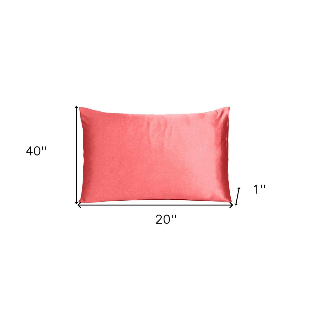 Coral Dreamy Set Of 2 Silky Satin King Pillowcases - Homeroots - Flyclothing LLC