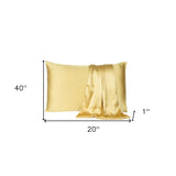 Gold Dreamy Set Of 2 Silky Satin King Pillowcases - Homeroots - Flyclothing LLC