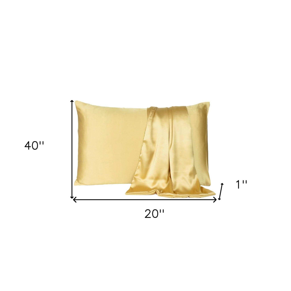 Gold Dreamy Set Of 2 Silky Satin King Pillowcases - Homeroots - Flyclothing LLC