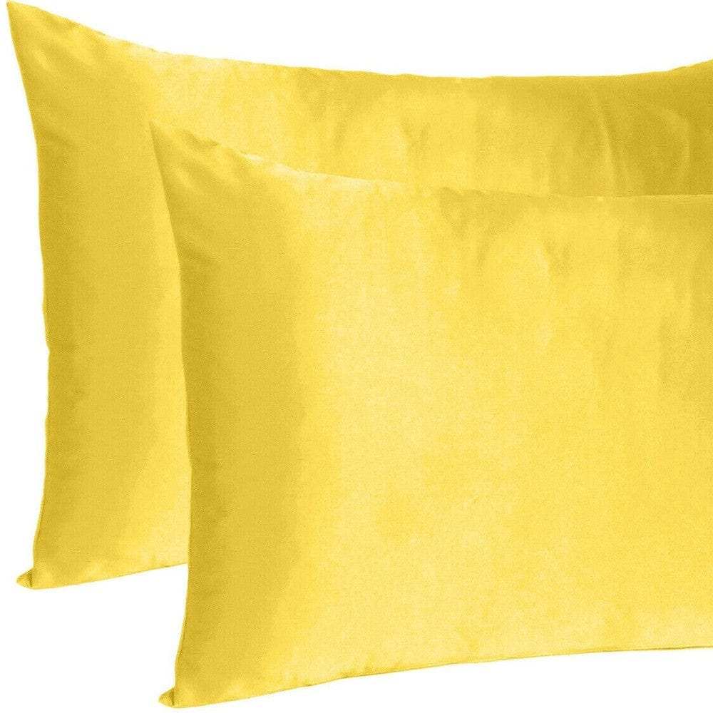 Lemon Dreamy Set Of 2 Silky Satin King Pillowcases - Homeroots - Flyclothing LLC