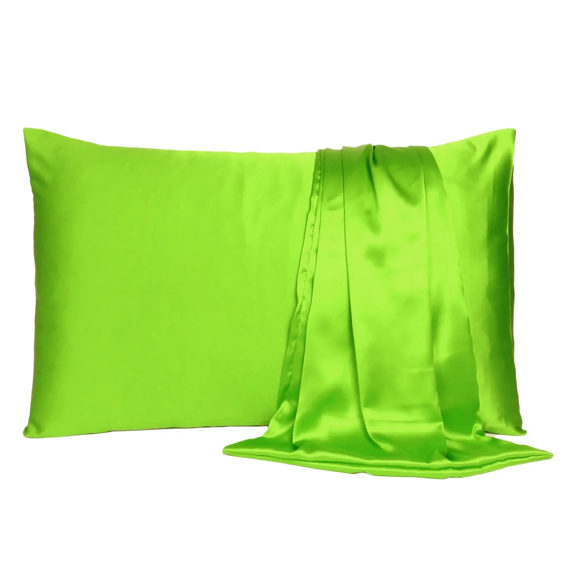 Bright Green Dreamy Set Of 2 Silky Satin King Pillowcases - Homeroots - Flyclothing LLC