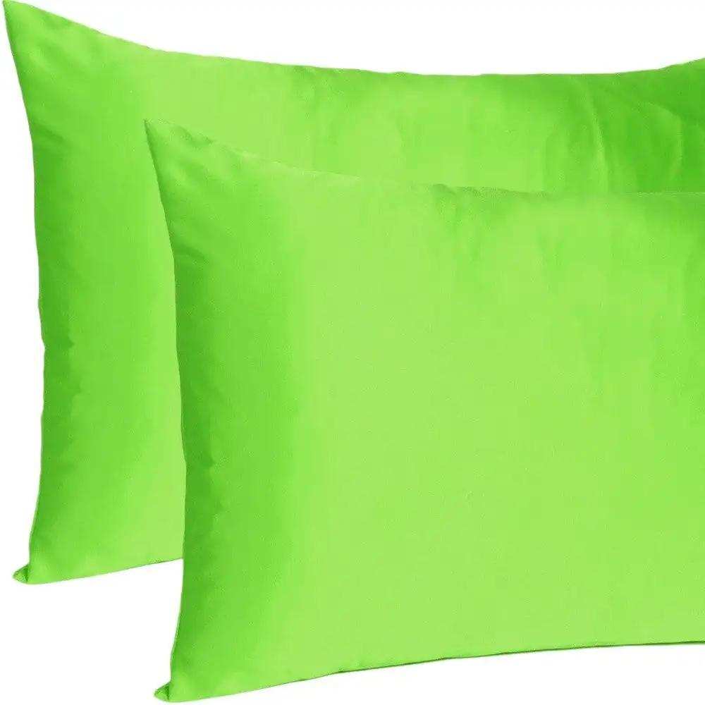 Bright Green Dreamy Set Of 2 Silky Satin King Pillowcases - Homeroots - Flyclothing LLC
