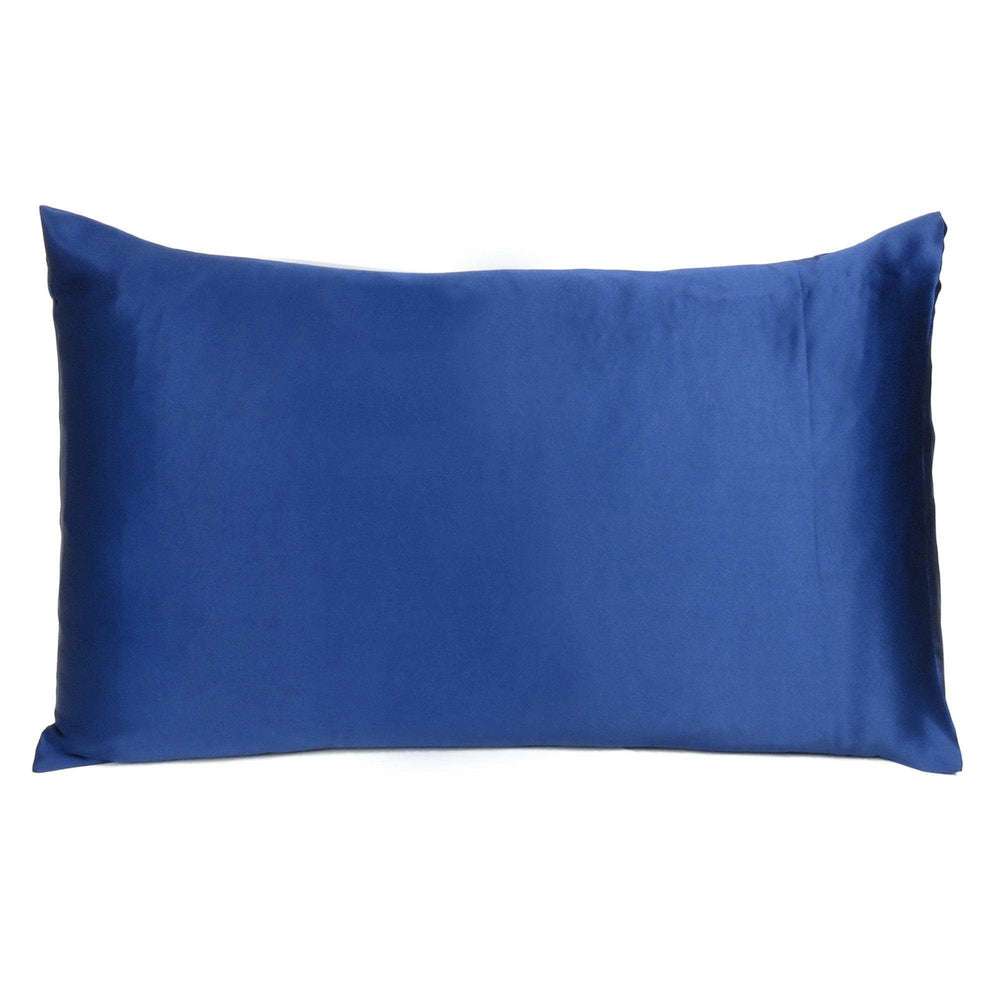 Navy Blue Dreamy Set Of 2 Silky Satin King Pillowcases - Homeroots - Flyclothing LLC