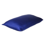 Navy Blue Dreamy Set Of 2 Silky Satin King Pillowcases - Homeroots