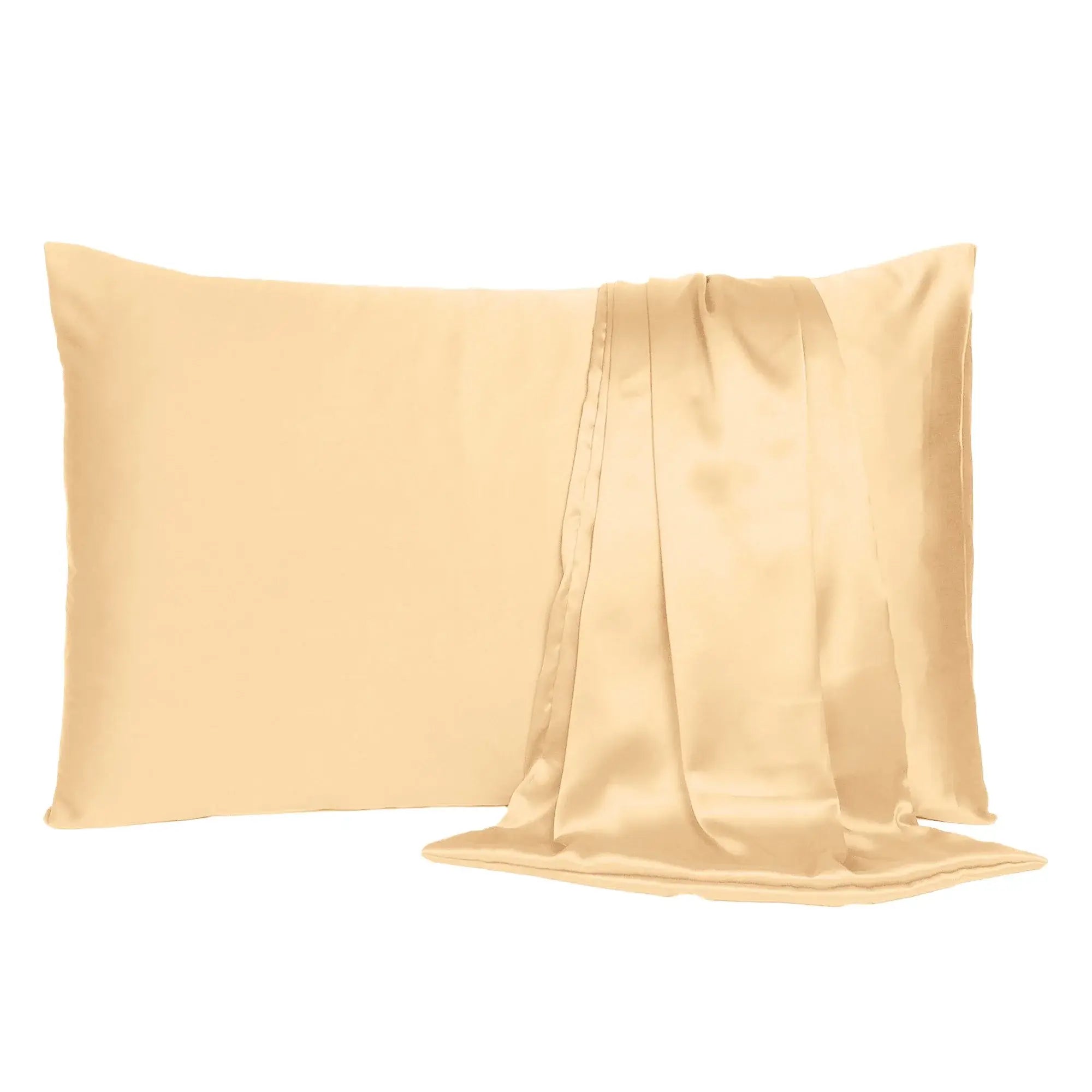 Pale Peach Dreamy Set Of 2 Silky Satin King Pillowcases - Homeroots - Flyclothing LLC