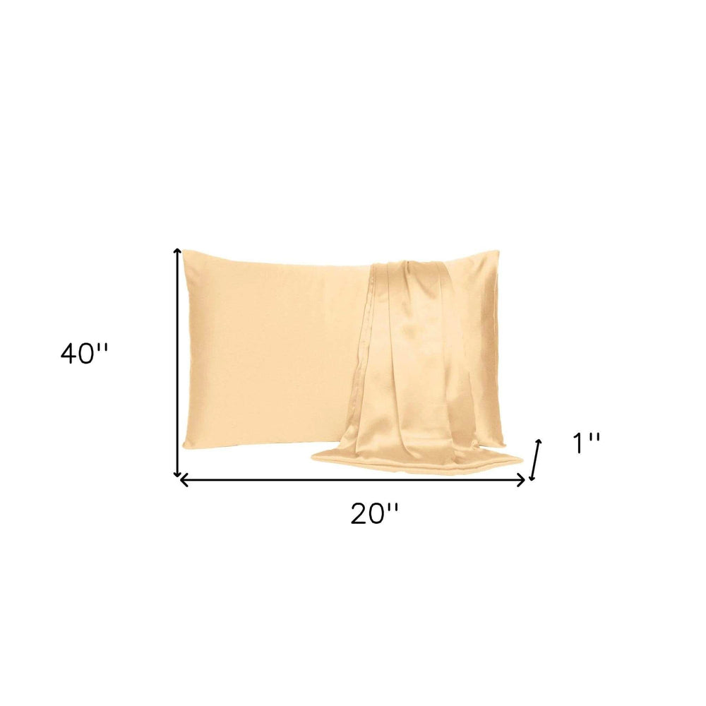 Pale Peach Dreamy Set Of 2 Silky Satin King Pillowcases - Homeroots - Flyclothing LLC