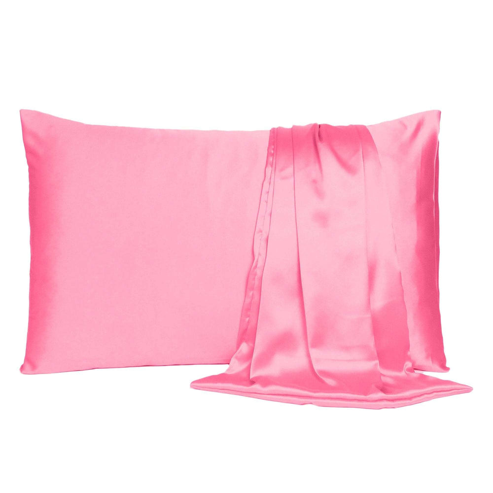 Pink Rose Dreamy Set Of 2 Silky Satin King Pillowcases - Homeroots - Flyclothing LLC