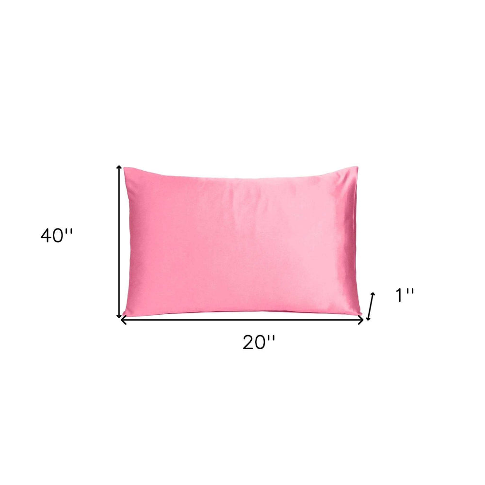 Pink Rose Dreamy Set Of 2 Silky Satin King Pillowcases - Homeroots - Flyclothing LLC