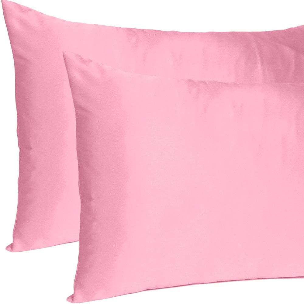 Pink Rose Dreamy Set Of 2 Silky Satin King Pillowcases - Homeroots - Flyclothing LLC