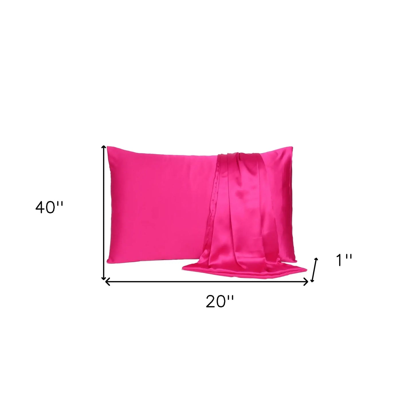 Fuchsia Dreamy Set Of 2 Silky Satin King Pillowcases - Homeroots - Flyclothing LLC
