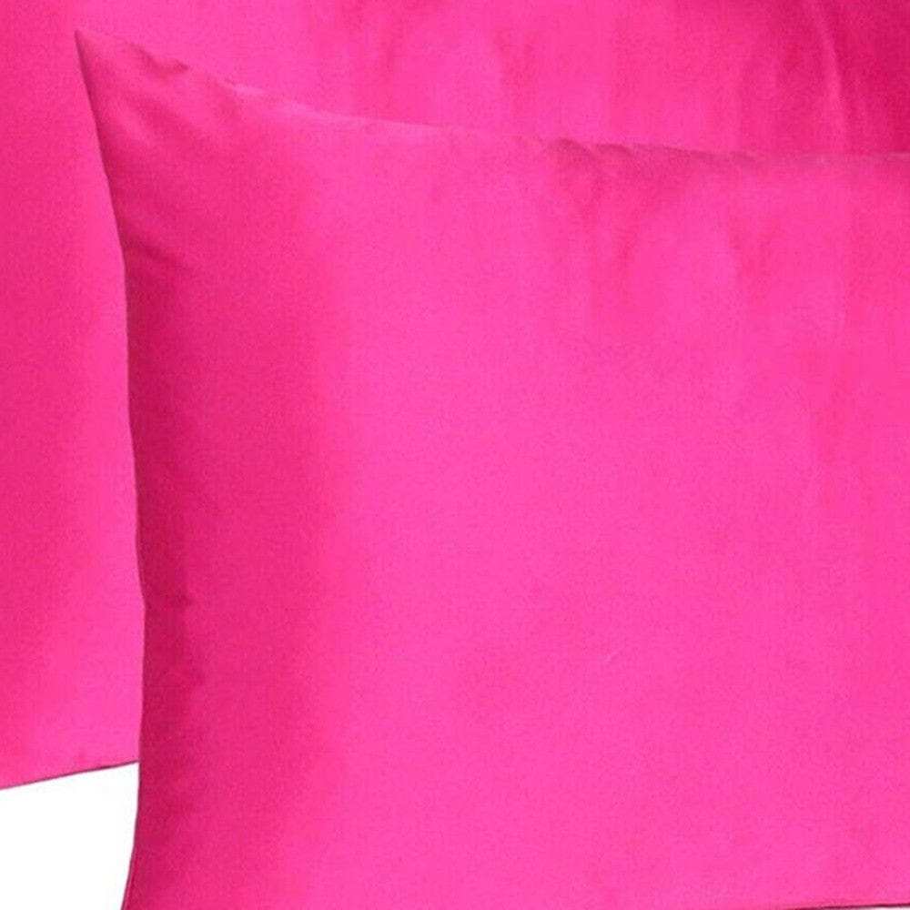 Fuchsia Dreamy Set Of 2 Silky Satin King Pillowcases - Homeroots - Flyclothing LLC