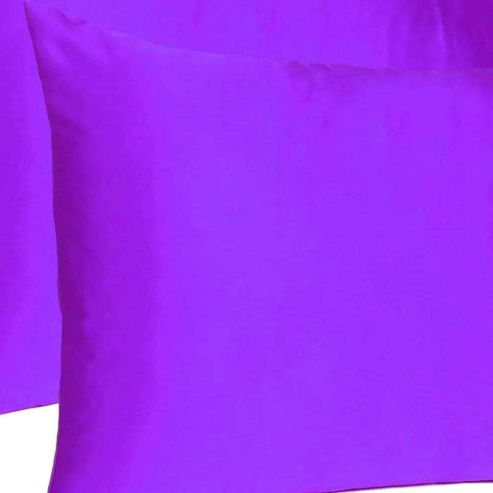 Bright Purple Dreamy Set Of 2 Silky Satin King Pillowcases - Homeroots - Flyclothing LLC