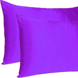 Bright Purple Dreamy Set Of 2 Silky Satin King Pillowcases - Homeroots - Flyclothing LLC