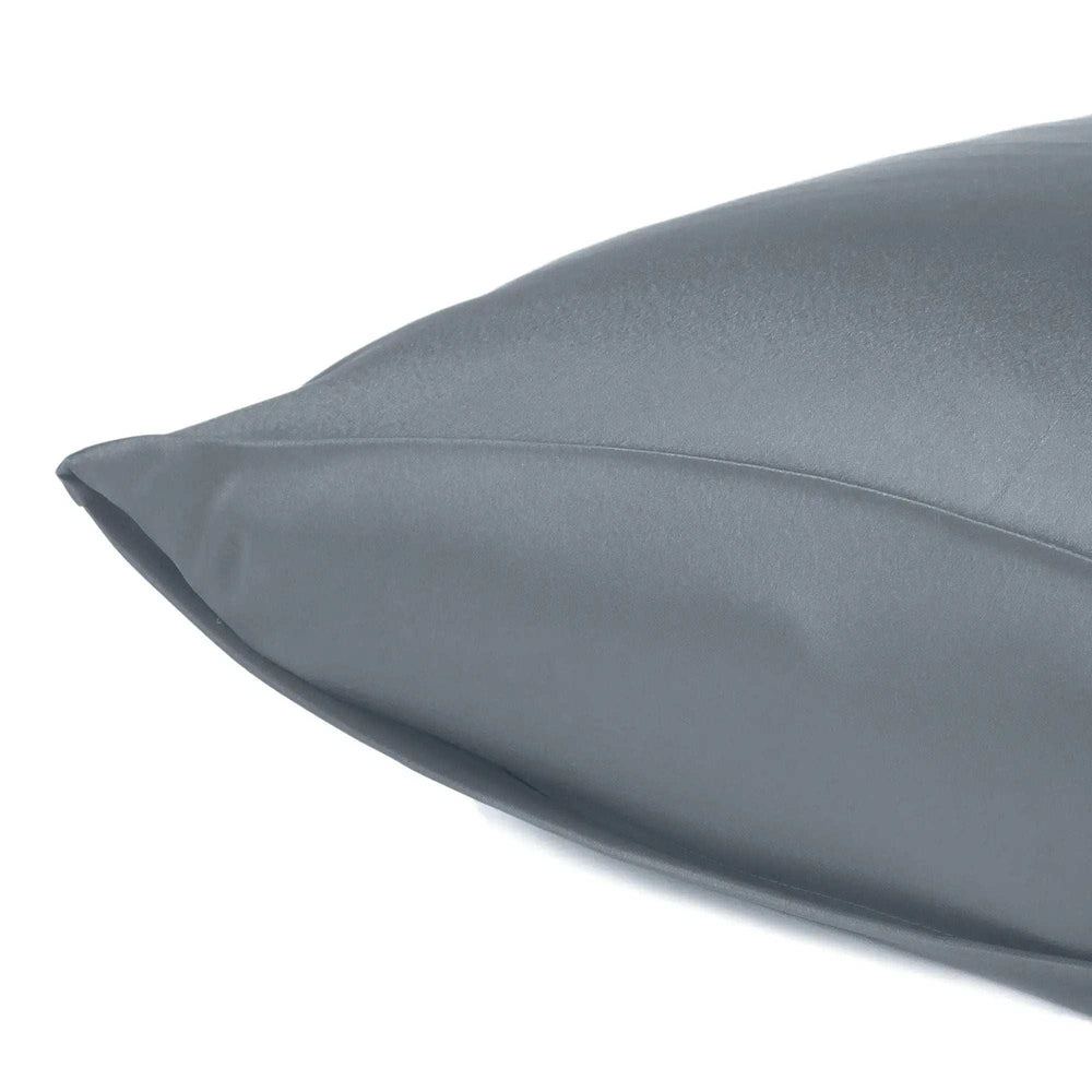 Dark Gray Dreamy Set Of 2 Silky Satin King Pillowcases - Homeroots - Flyclothing LLC