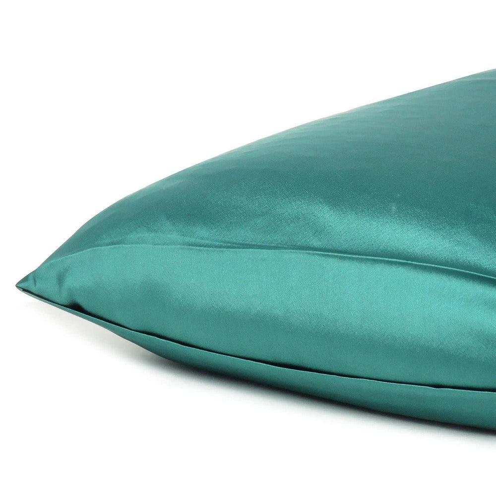 Teal Dreamy Set Of 2 Silky Satin King Pillowcases - Homeroots - Flyclothing LLC