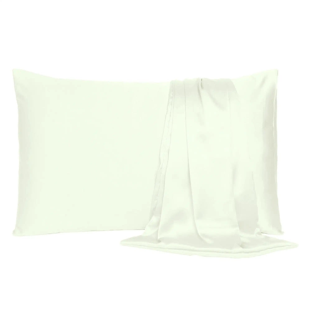 Ivory Dreamy Set Of 2 Silky Satin King Pillowcases - Homeroots